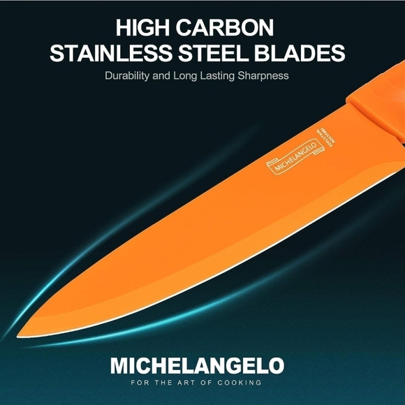 🔹️ MICHELANGELO 🔹️Kitchen sharp Knife Set, 10 Piece Nonstick Colored ✨️ - Picture 5 of 6